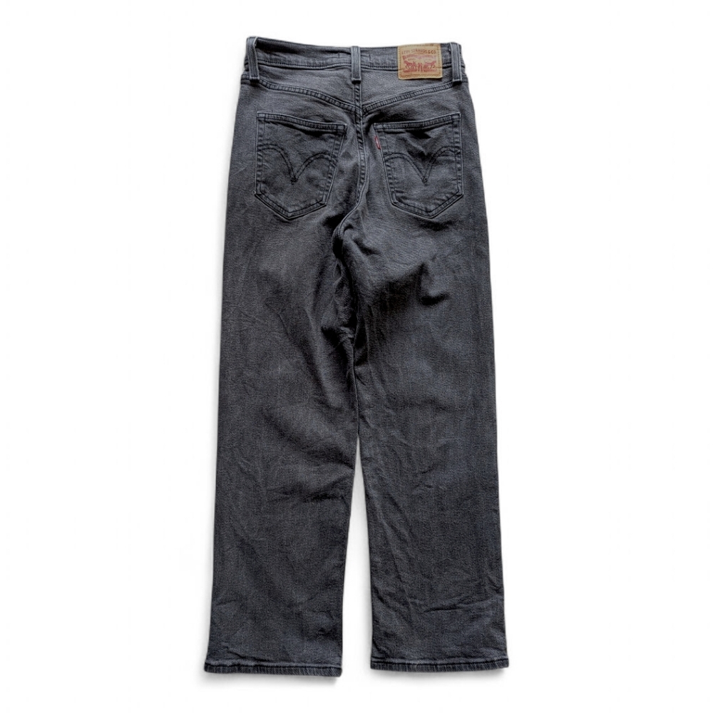 Levi’s Iconic Ribcage High Rise Straight Leg Jeans Black Denim Sz 27 - Picture 6 of 16